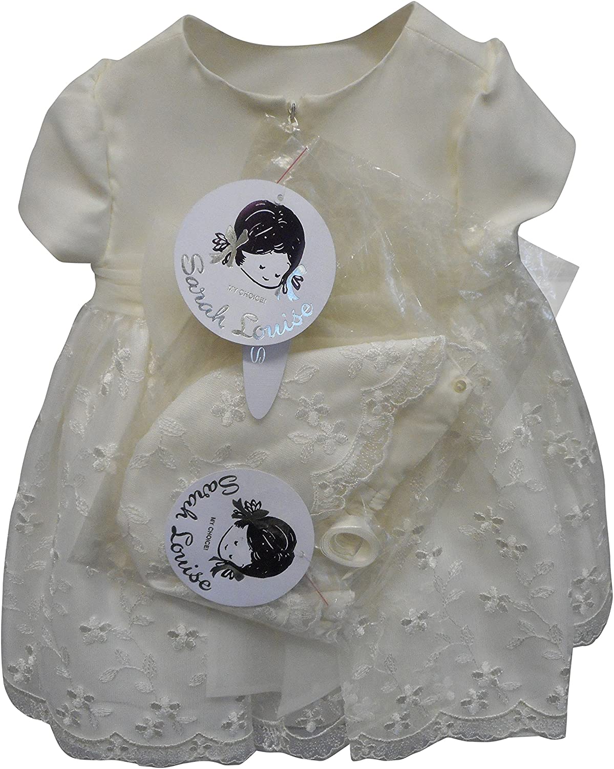 Sarah Louise Girls Occasion Dress And Bonnet Set Ivory