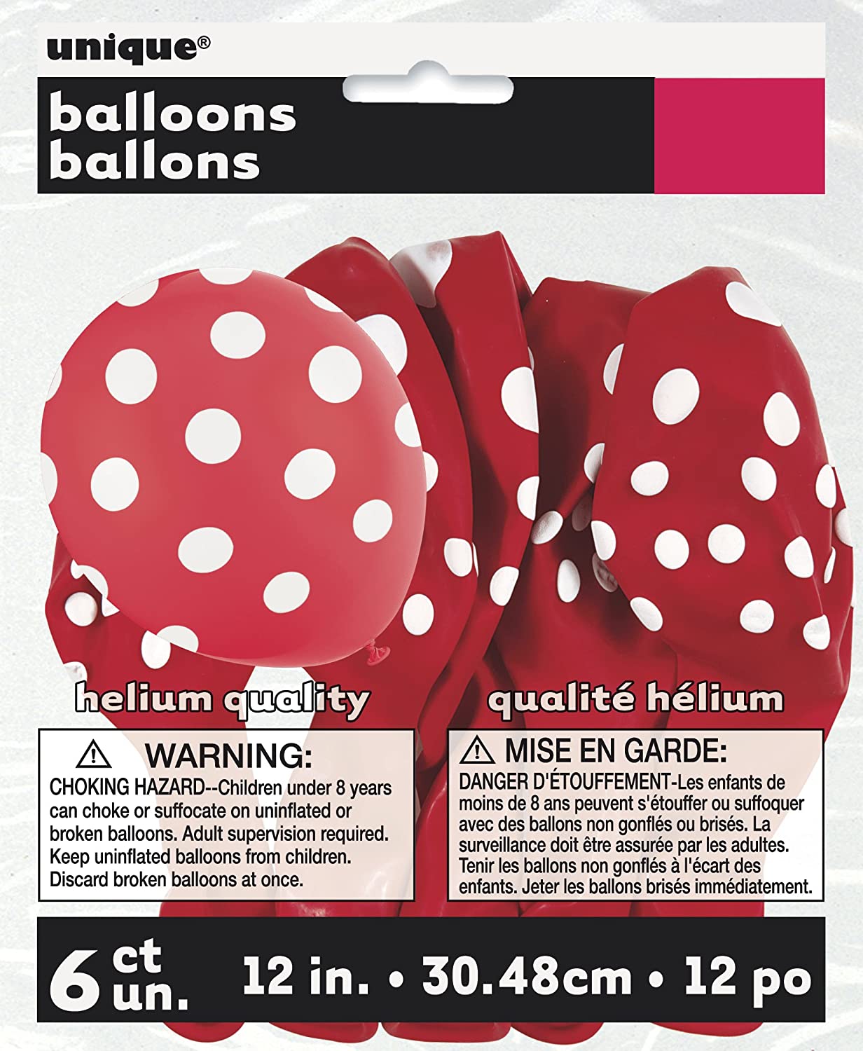 Pack of 6 Ruby Red Dots Balloons Party Decorations 12"