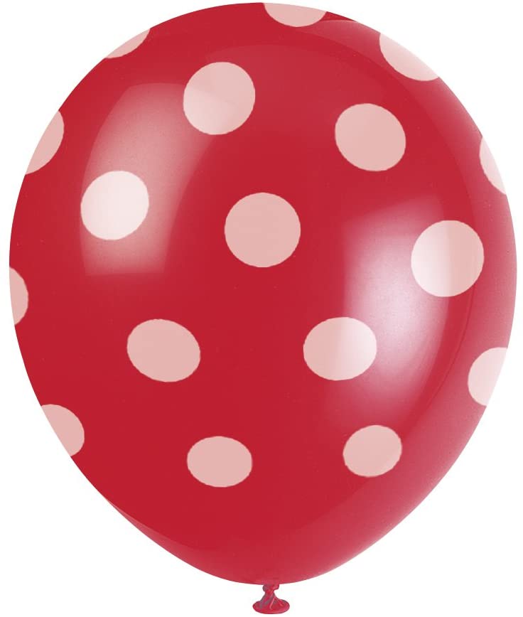 Pack of 6 Ruby Red Dots Balloons Party Decorations 12"