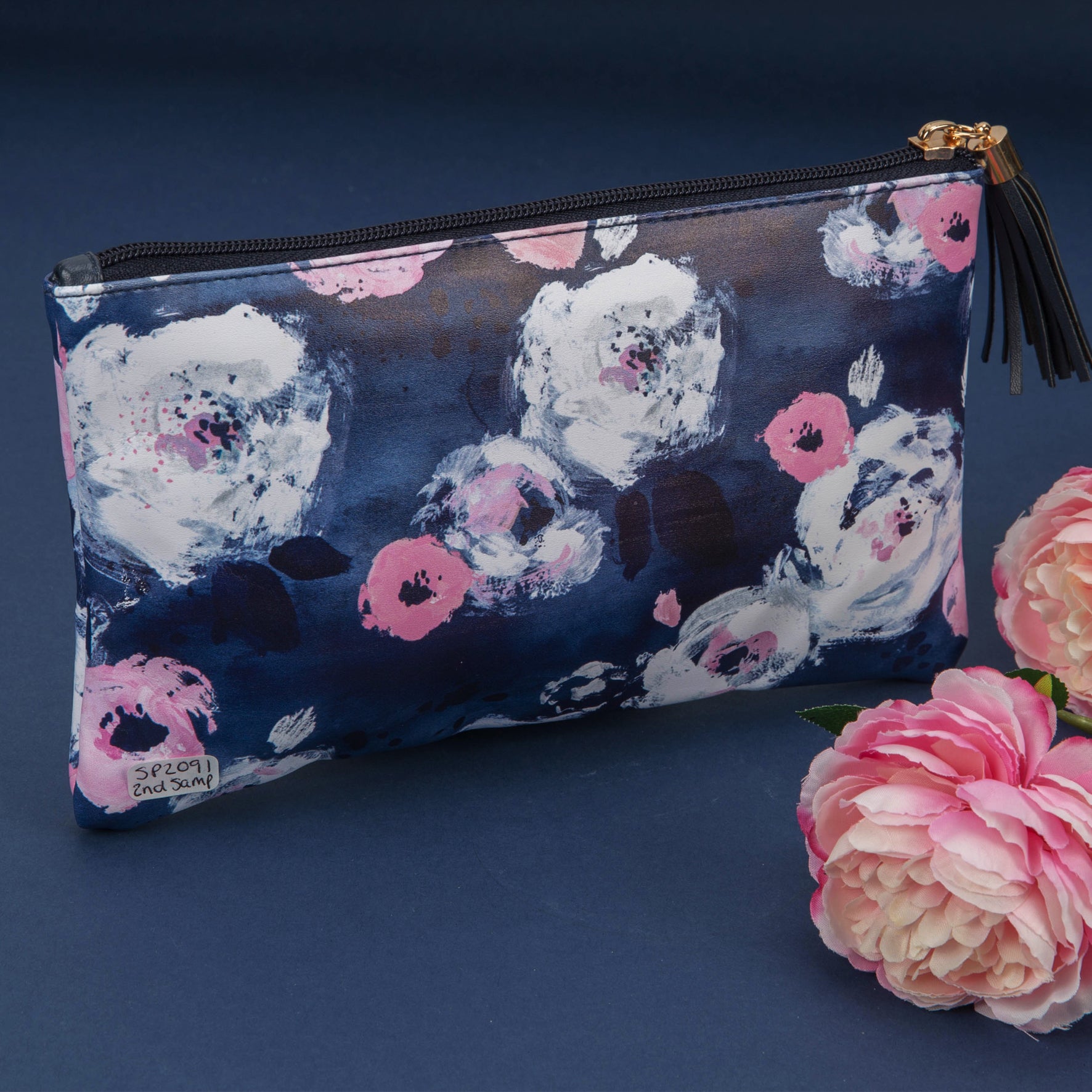 Swan Lake Floral Cosmetic Make-Up Bag Blue