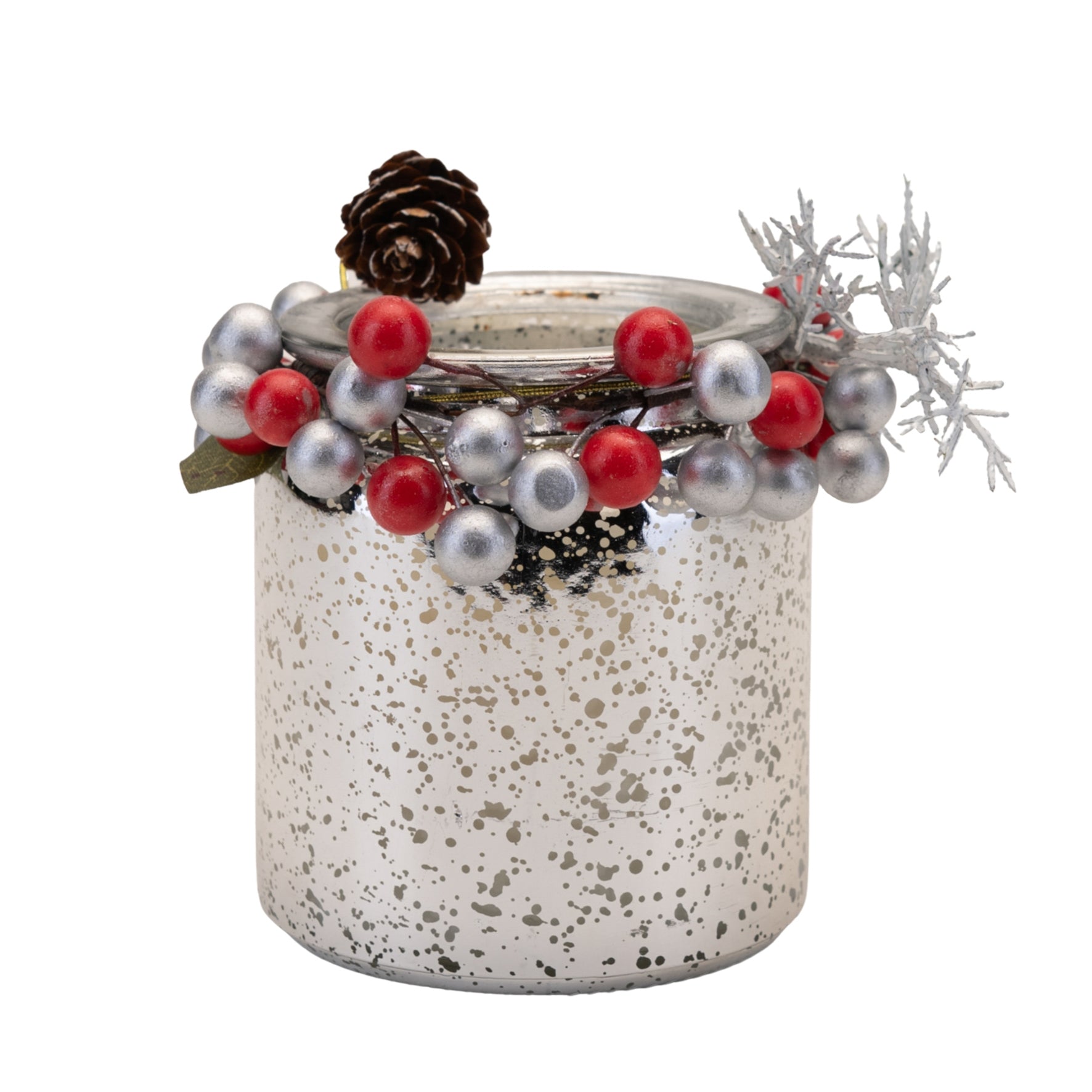 Christmas Cedarwood Candle - Festive Home Fragrance Gift with Silver Jar